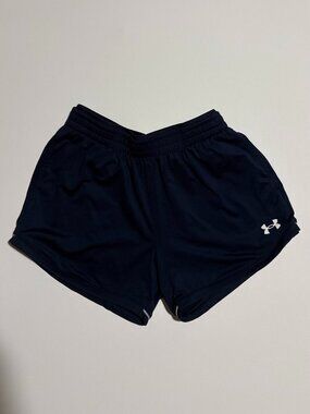 Under Armour Women’s XS Navy Knit Athletic Shorts Loose Fit Pockets 1360762
